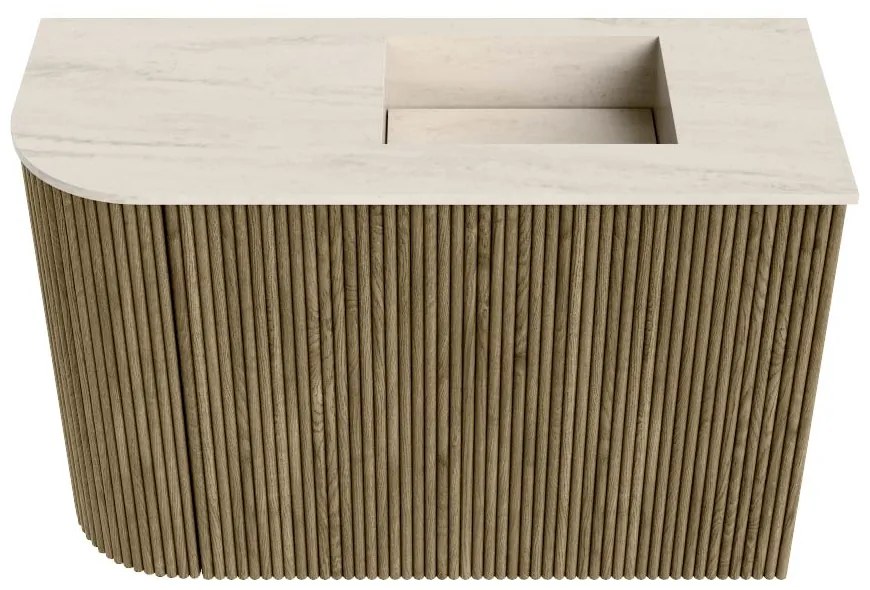 Mondiaz Joya DLux 60cm toiletmeubel ronding links dusk met wastafel faye rechts zonder kraangat meli