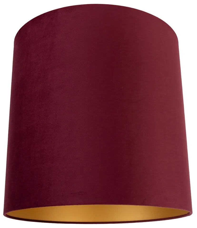 Stoffen Velours lampenkap rood 40/40/40 met gouden binnenkant cilinder / rond