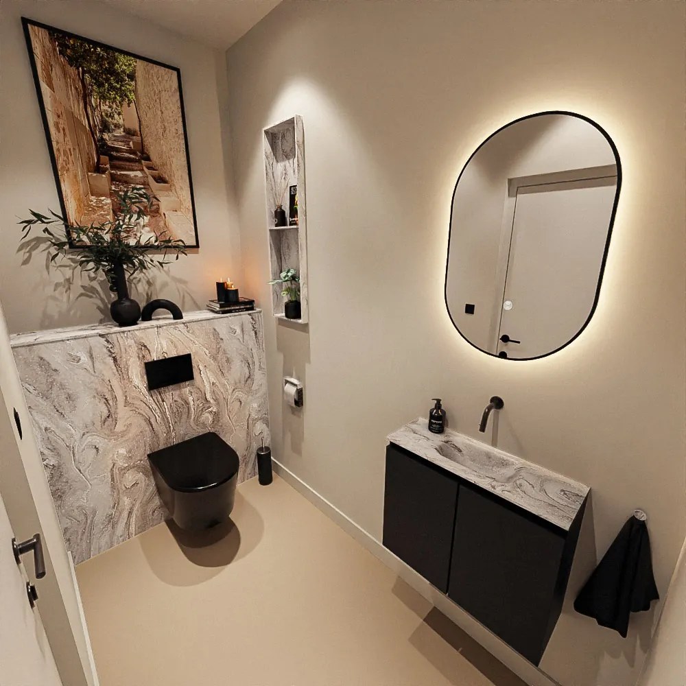 Mondiaz Ture DLux toiletmeubel 60cm urban met wastafel glace midden zonder kraangat