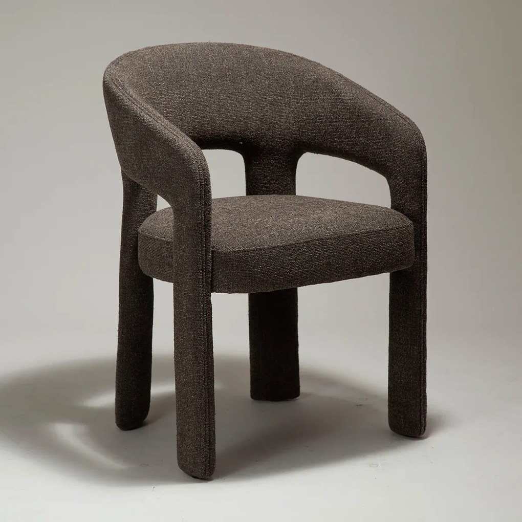 Dan-Form Splendor Bruine Boucle Eetkamerstoel Volledig Gestoffeerd