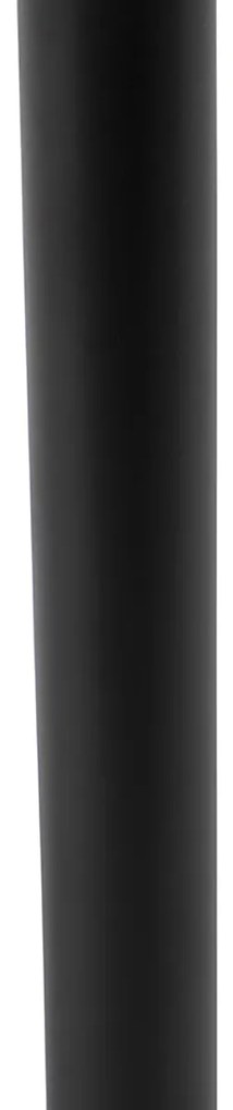 Tafellamp zwart met ovale linnen kap wit 35cm - Simplo