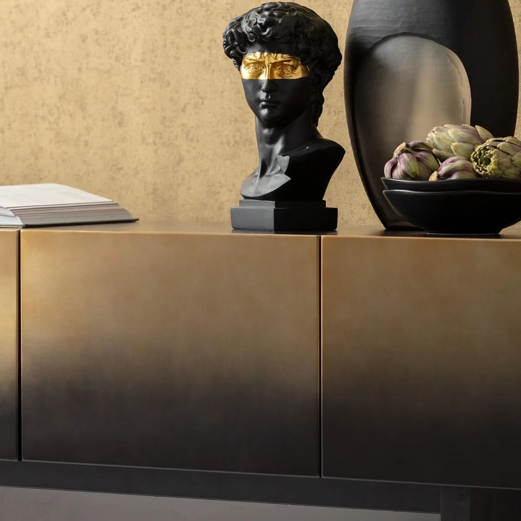 Kare Design Prezioso Design Tv-meubel Zwart Met Goud - 180x40x45cm.