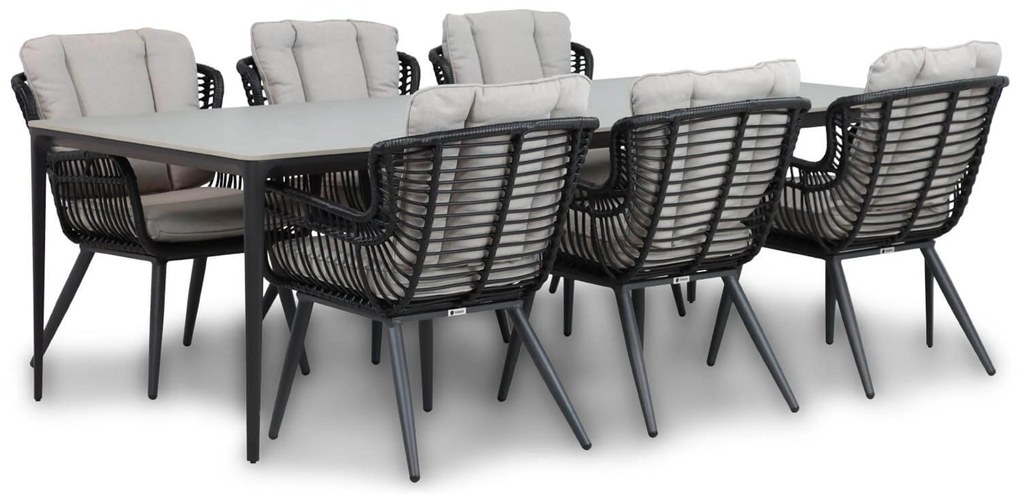 Tuinset 6 personen 240 cm Wicker/Aluminium/Aluminium/wicker Zwart Coco Azzano/Gianna