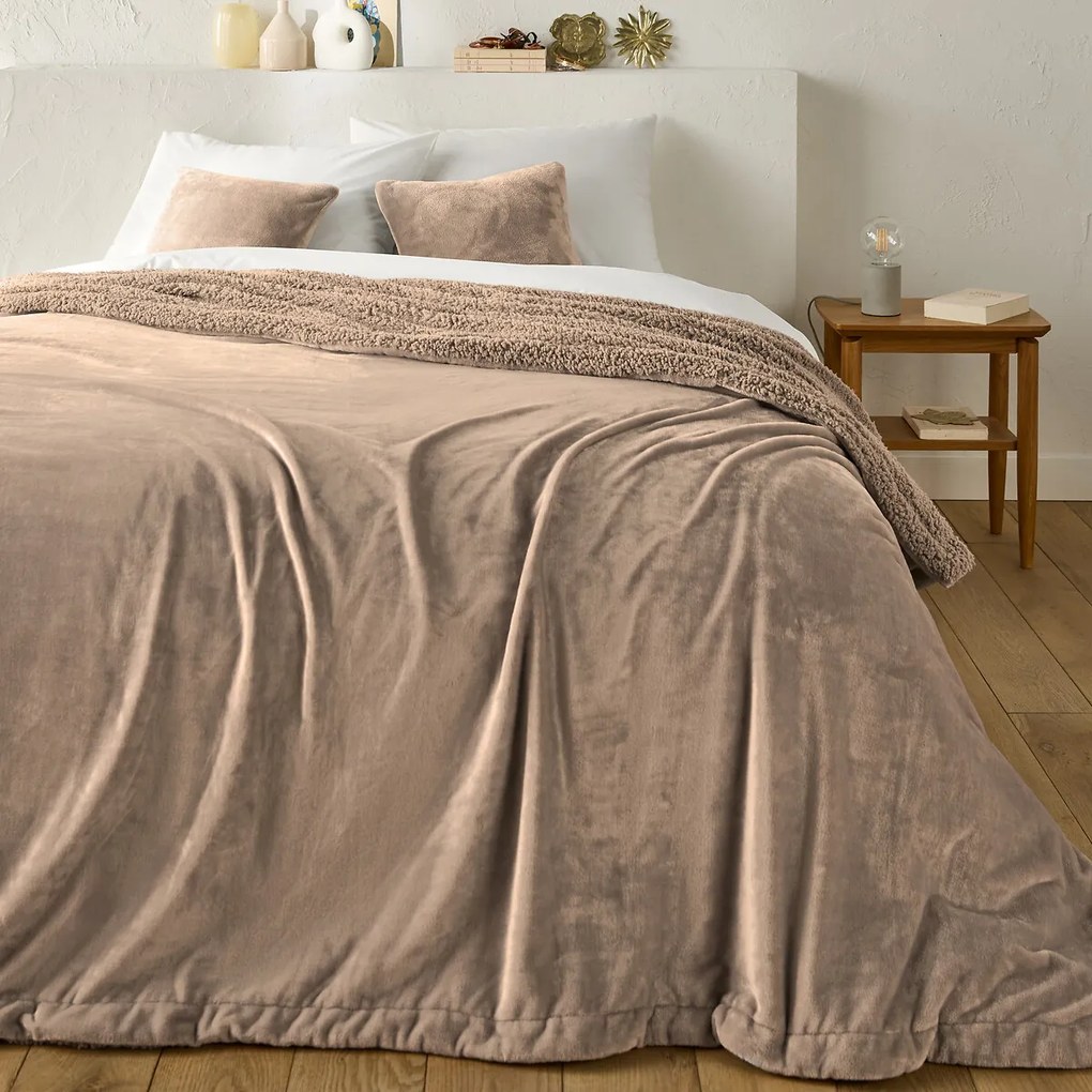 Beddensprei in fleece en sherpa, Maxine