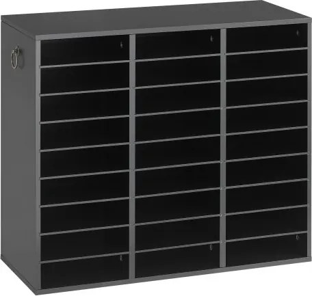 VEVOR Houten documentenbak/bureau-organizer met 27 vakken, zwart, opbergbak voor standaard A4-documenten, dossiers en papier, met verstelbare planken voor kantoor, thuis en in de klas, MDF