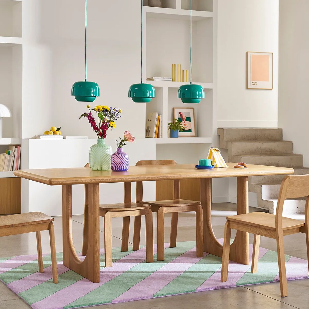 Eettafel, rechthoekig, eiken en gefineerd, 6 tot 8 couverts, DOUVE