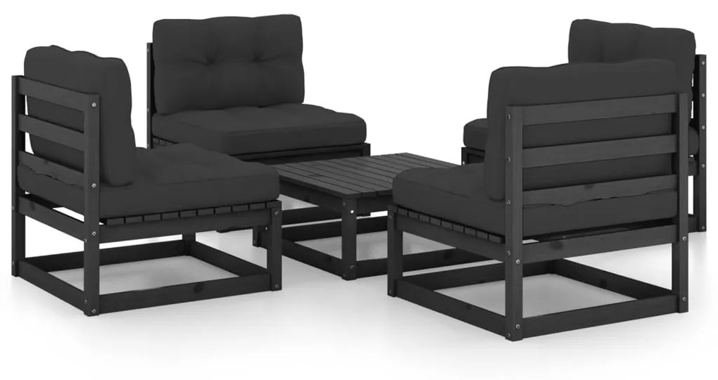 vidaXL 5-delige Loungeset met kussens massief grenenhout