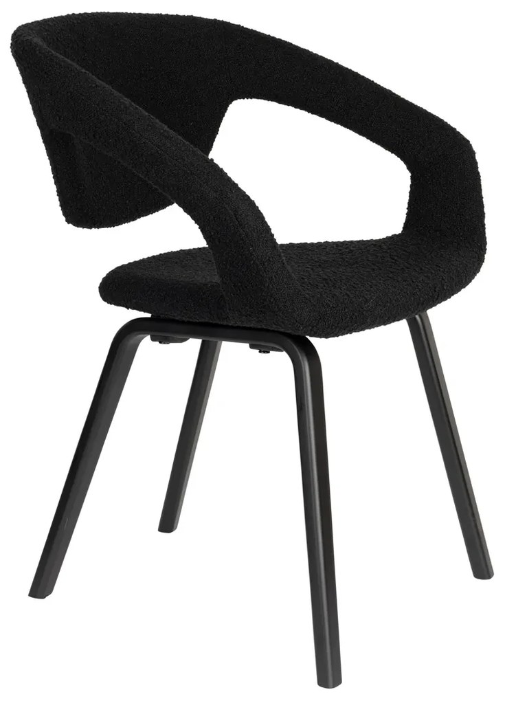 Zuiver Flexback Design Eetkamerstoel Zwart Boucle