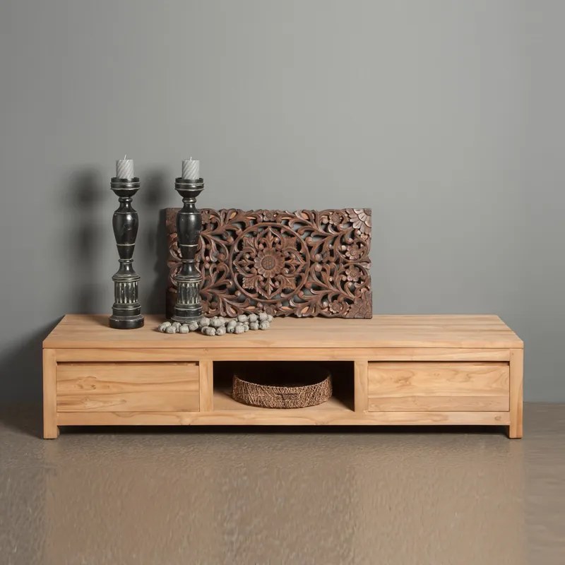 Laag Tv-meubel Teak - 2 Lades - 180cm - 180x50x37cm.
