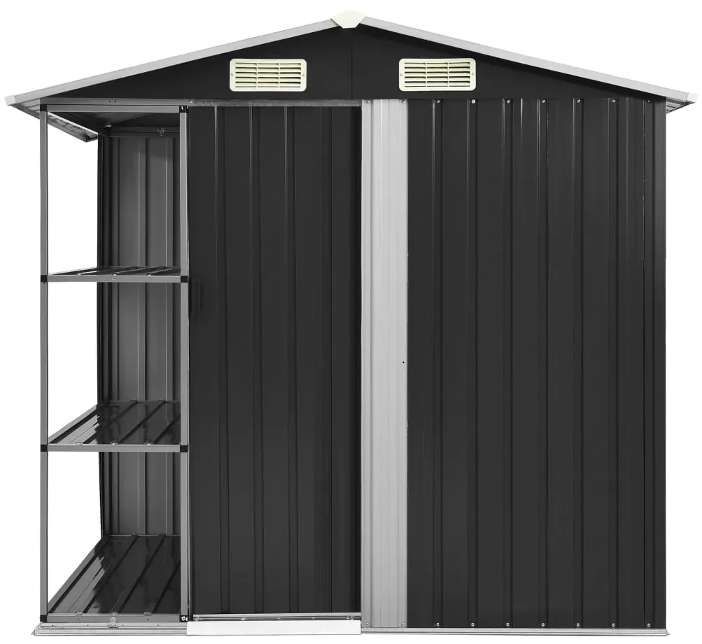 vidaXL Tuinschuur met rek 205x130x183 cm ijzer antraciet