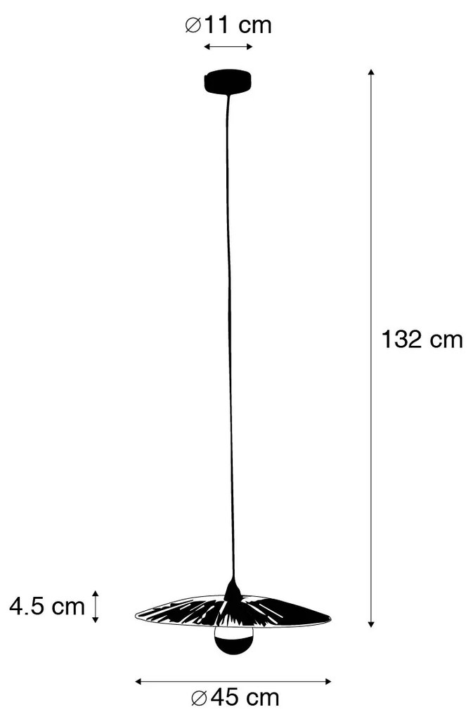 Landelijke hanglamp zwart met touw 45 cm - Leia Landelijk,Oosters E27 rond Binnenverlichting Lamp