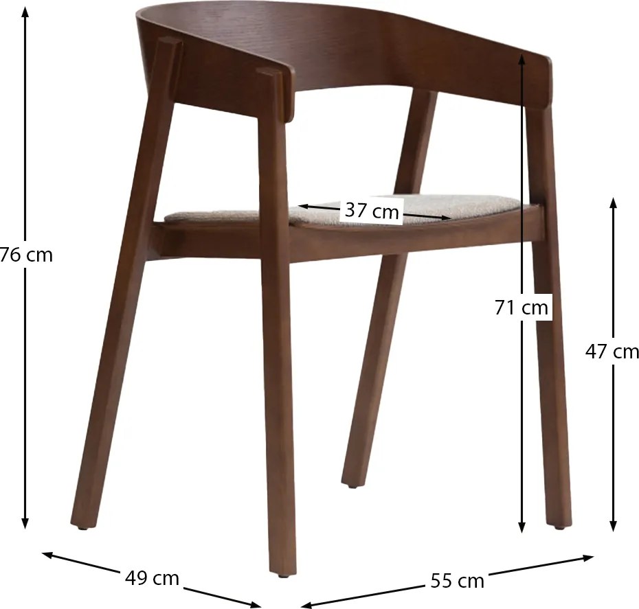 Walnoot Eetkamerstoel Met Beige Stof