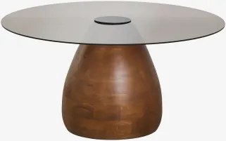 Ronde Salontafel Ø80 Cm Van Gehard Glas Mariana Donker Handvat Hout - Sklum