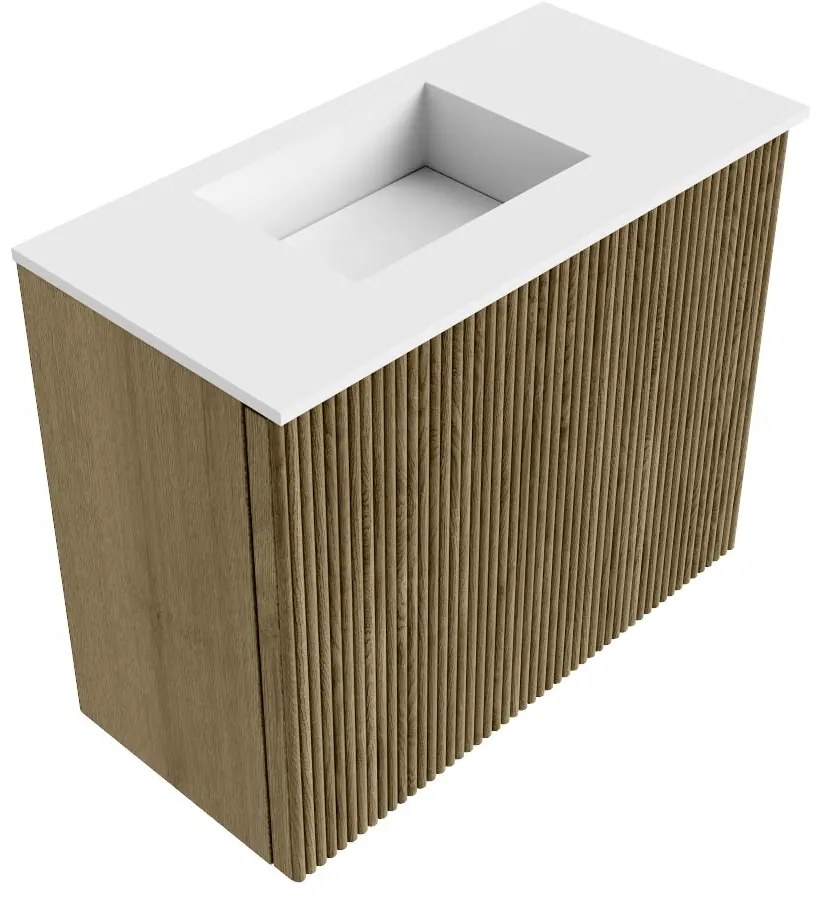 Mondiaz Joya 50cm toiletmeubel dusk met wastafel faye links zonder kraangat talc