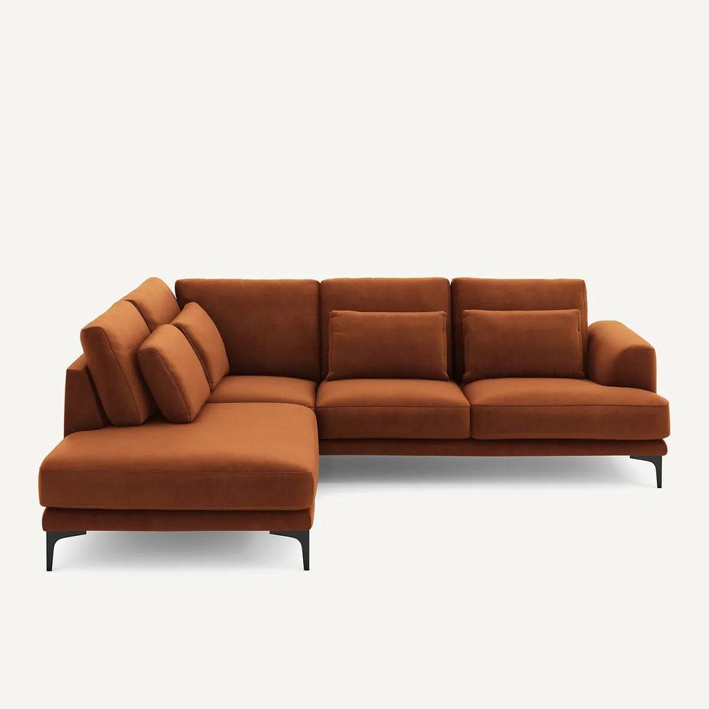 Rechtse hoekbank met leuning in fluweel, Marsile