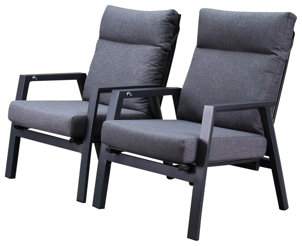 Showroommodel Vegas lounge balkonset 2 delig verstelbaar antraciet