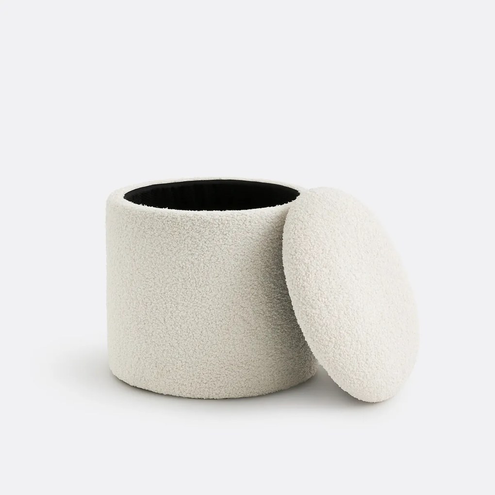 Bouclé poef met opbergruimte Timour