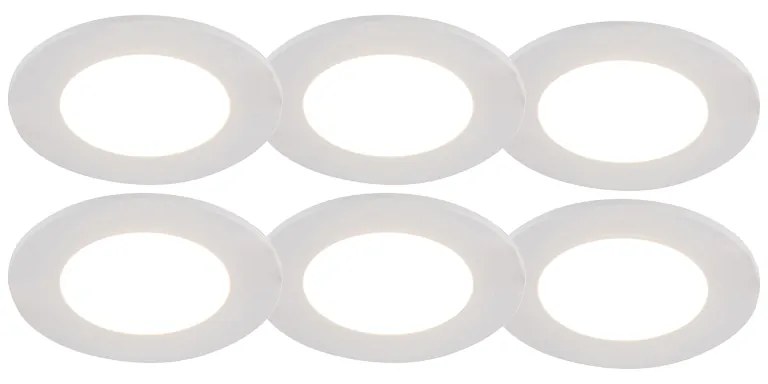 Set van 6 inbouwspots wit incl. LED 3-staps dimbaar IP65 - Blanca Modern IP65 rond Binnenverlichting Lamp