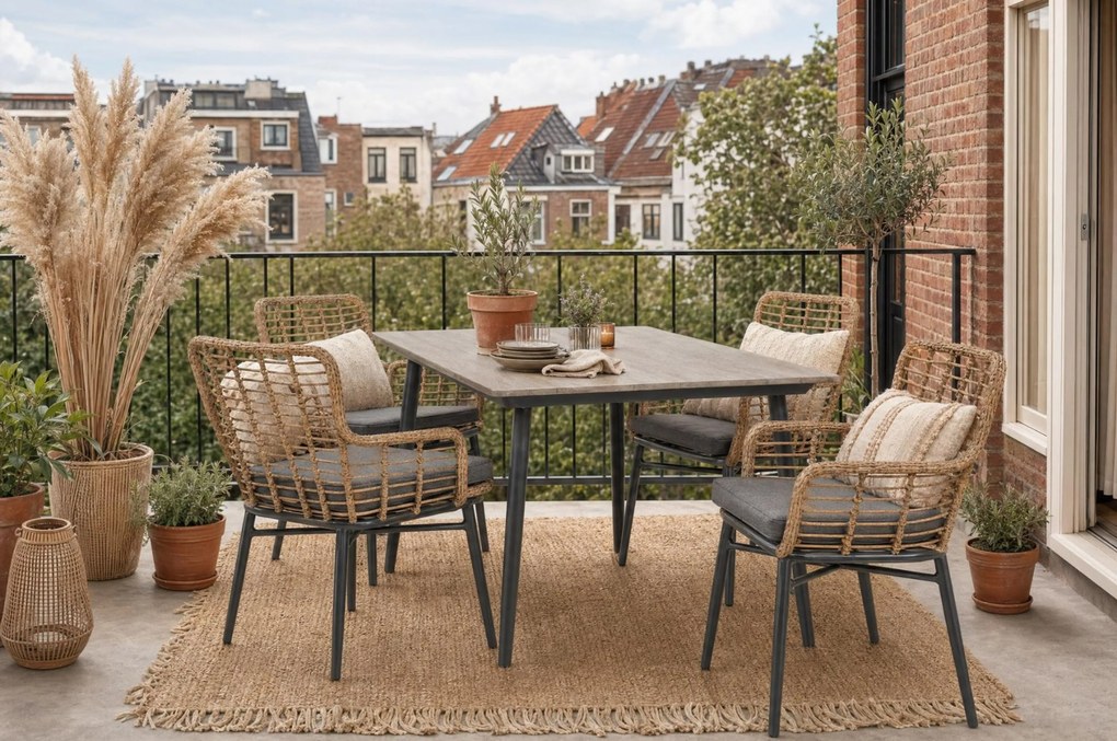 Tuinset 4 personen 180 cm Aluminium/Wicker Taupe De Laan Projects