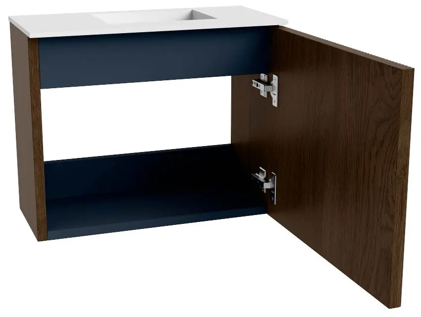 Mondiaz Joya 50cm toiletmeubel walnut met wastafel faye rechts zonder kraangat talc