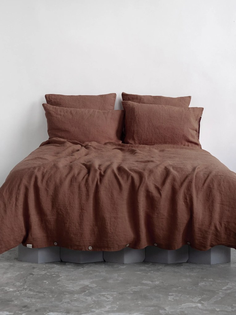 Linnen dekbedovertrekset Chocolate, 2-delig