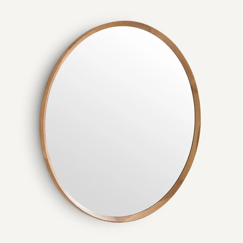 Ronde spiegel van massief eikenhout, diameter 100 cm, Orion