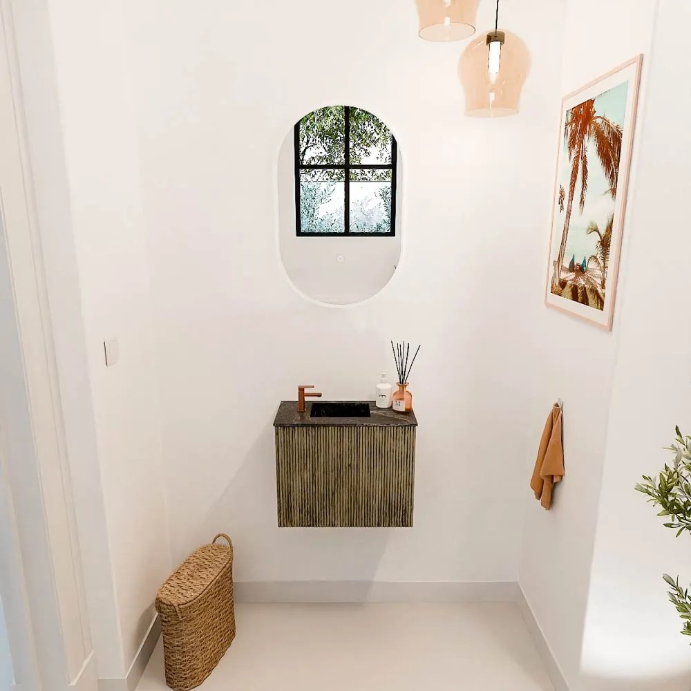 Mondiaz Joya DLux 50cm toiletmeubel dusk met wastafel faye links 1 kraangat lava