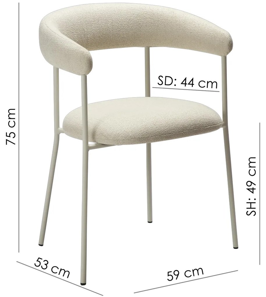 Dan-Form Plenti Eetkamerstoel Met Ronde Rug Wit Boucle