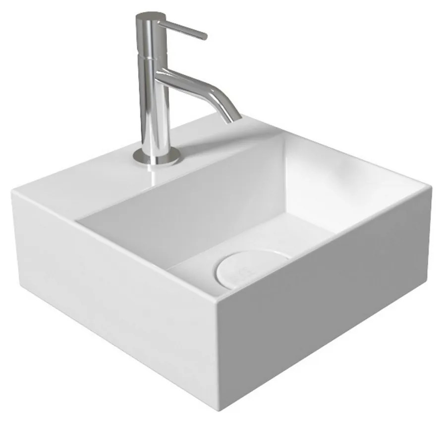 Salenzi Spy Fontein met clickwaste 30x30 cm glans wit