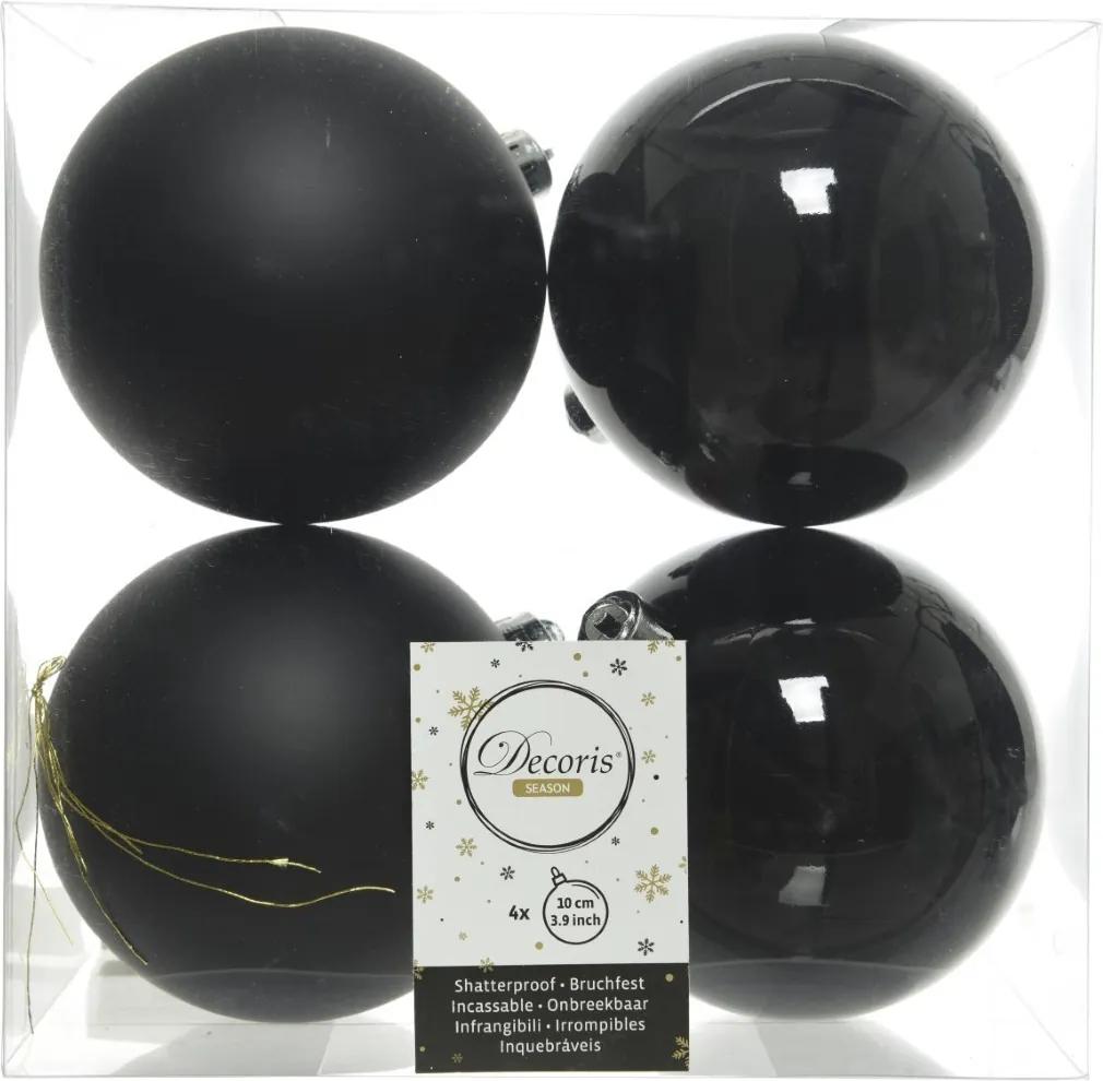 Kerstballen plastic glans-mat dia 10 cm zwart