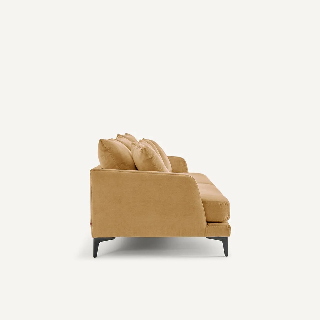 3- of 4-zitsbank in stone-kleurig fluweel, MODERNISTE, ontwerp van Emmanuel Gallina