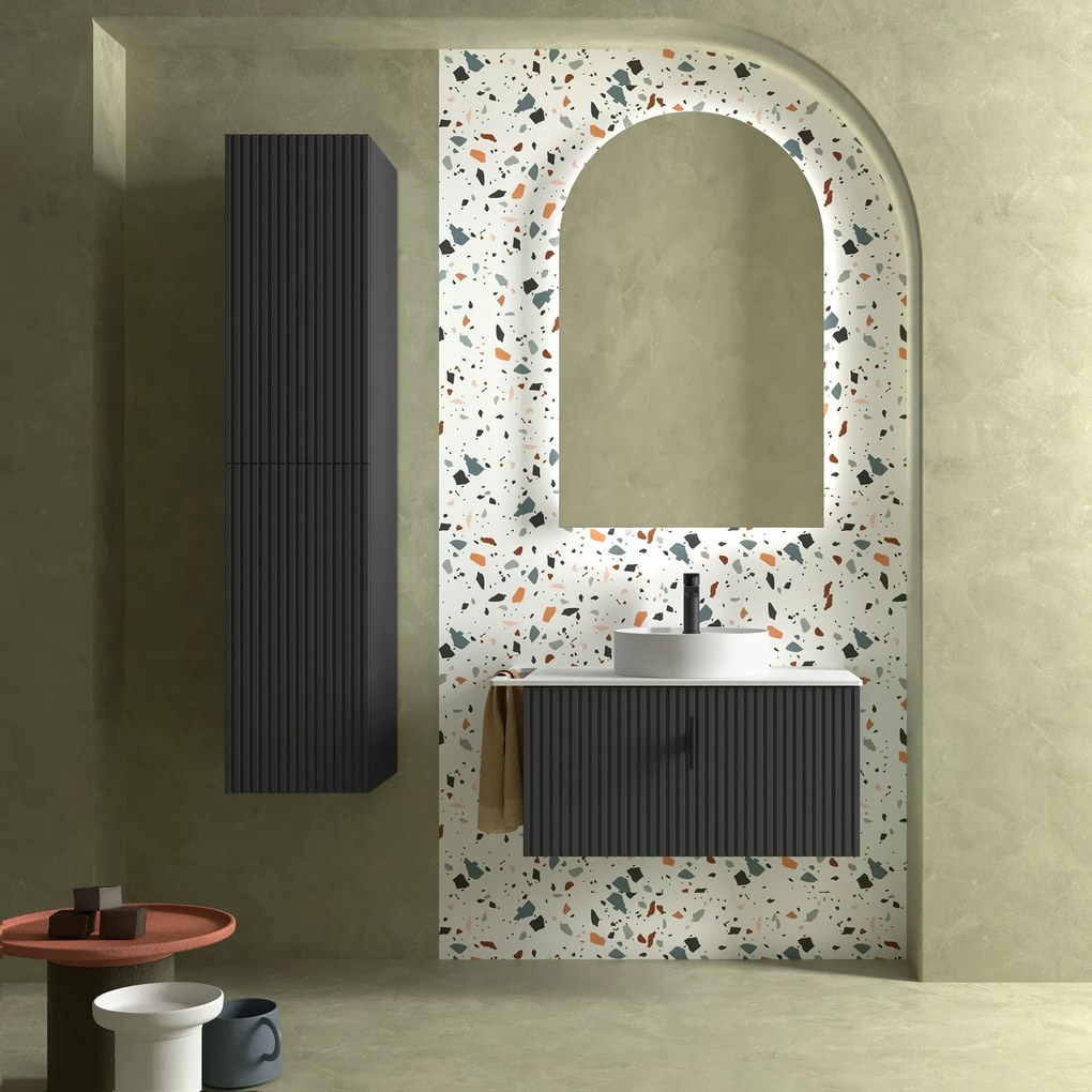Muebles Raya onderkast ribbelfront 80cm met 1 softclose lade antraciet mat