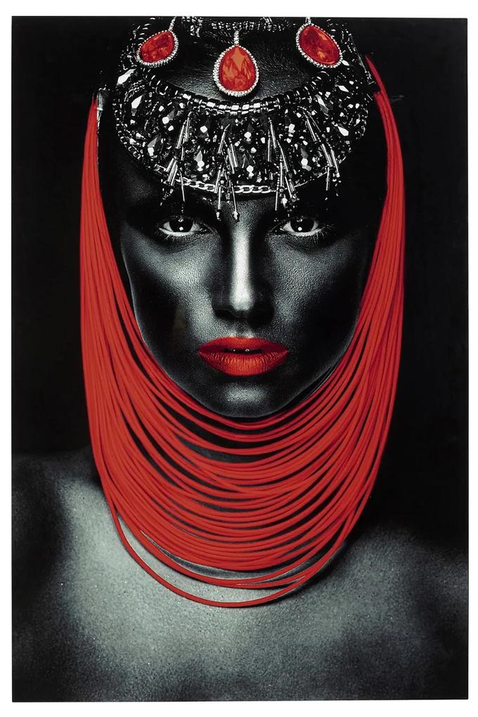 Kare Design Lady Red Lips Glas Schilderij Portret 80x120