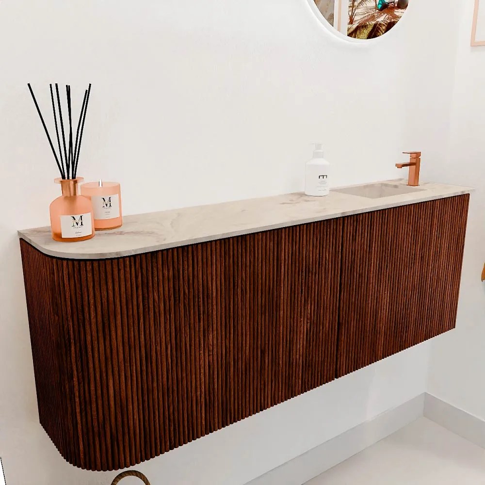 Mondiaz Joya DLux 110cm toiletmeubel ronding links ruby met wastafel faye rechts 1 kraangat frappe