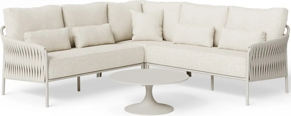 Fiavè hoek loungeset 4 delig Camel sand | Misty rope | Beachy bouclé SUNS