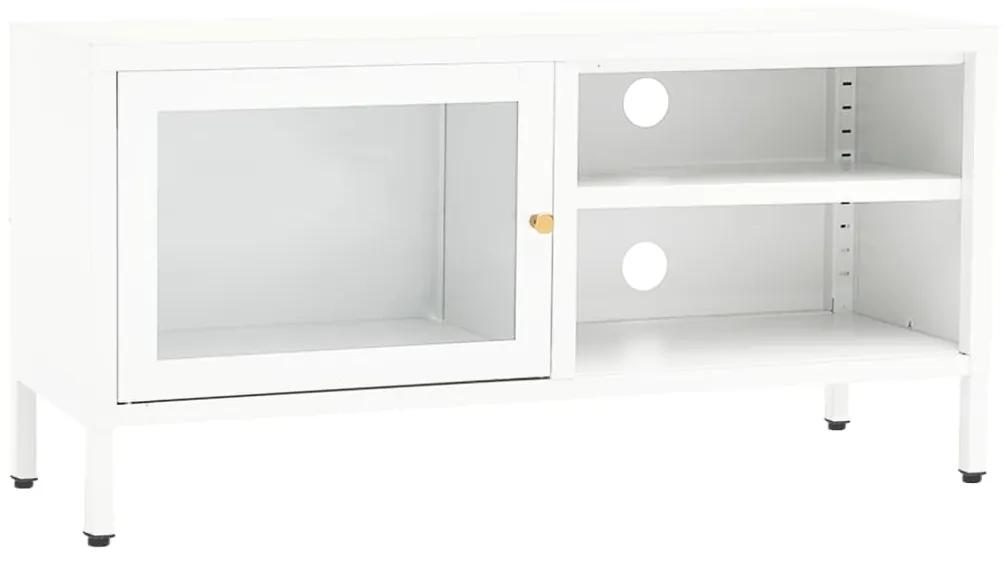 vidaXL Tv-meubel 90x30x44 cm staal en glas wit