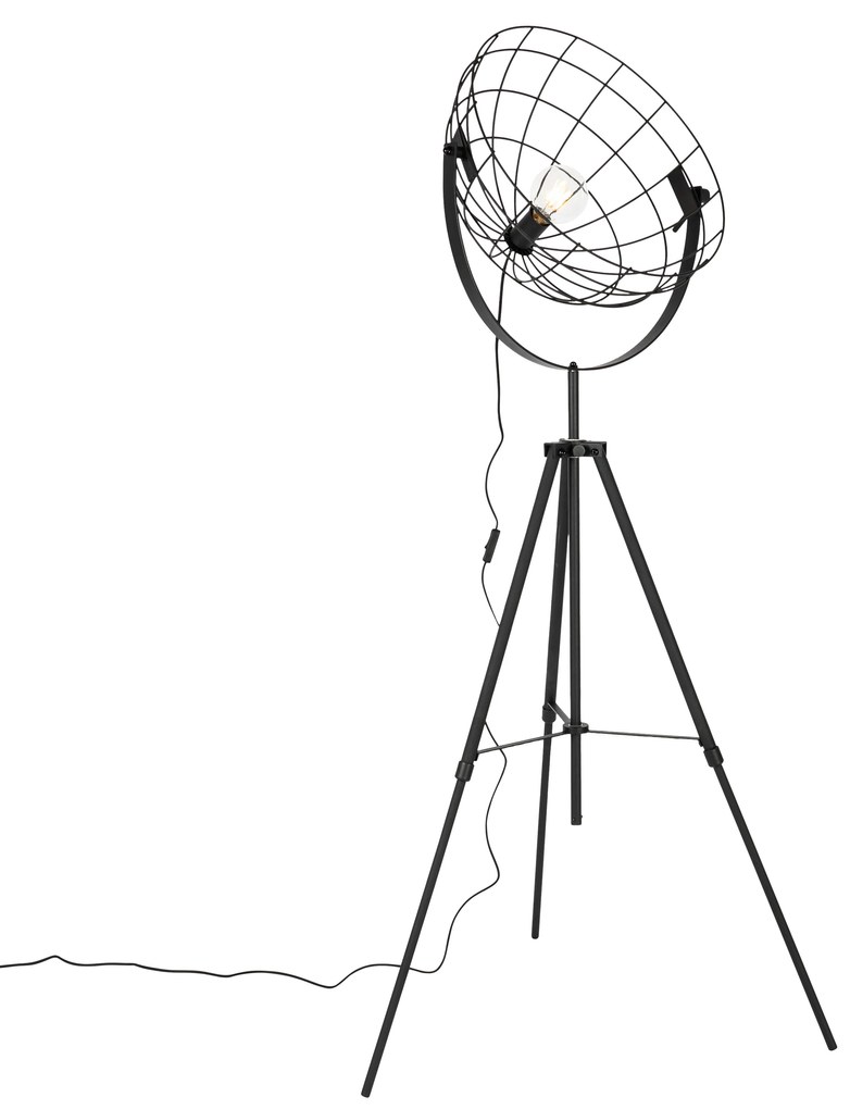 Industriële tripod vloerlamp zwart 50 cm verstelbaar - Hanze