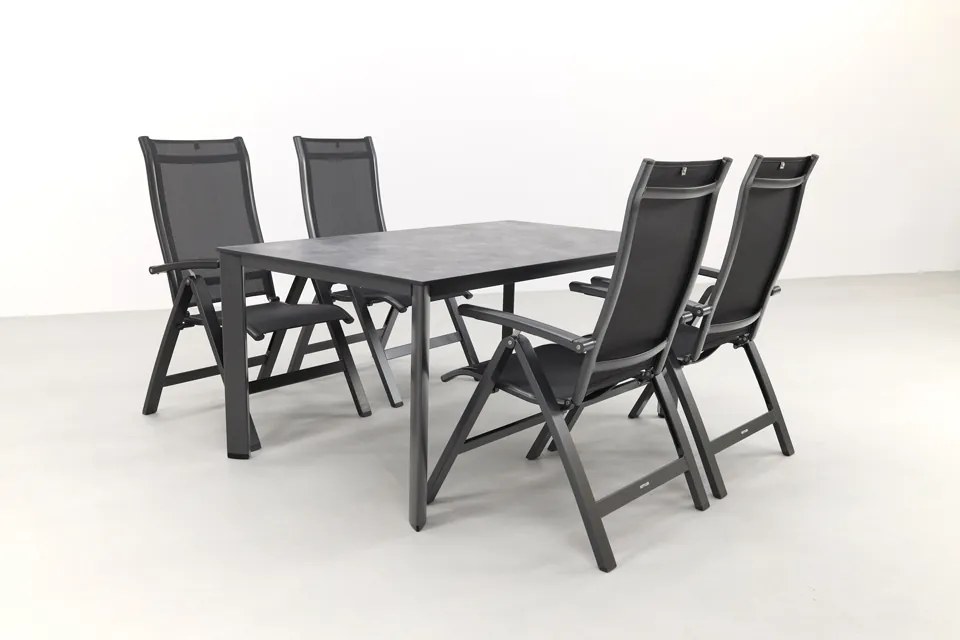 Kettler Altura/Edge verstelbare aluminium tuinset voor 4 personen 160x95 cm. - Antraciet