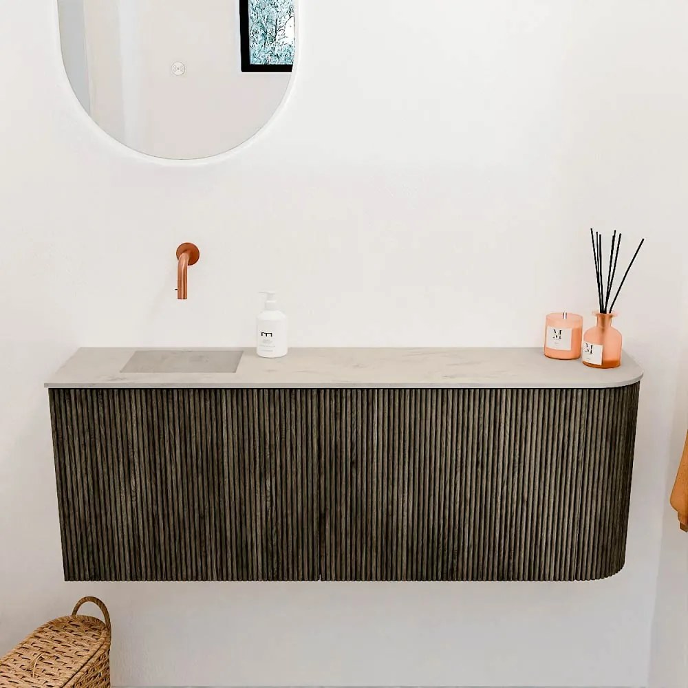 Mondiaz Joya DLux 110cm toiletmeubel ronding rechts shadow met wastafel faye links zonder kraangat opalo