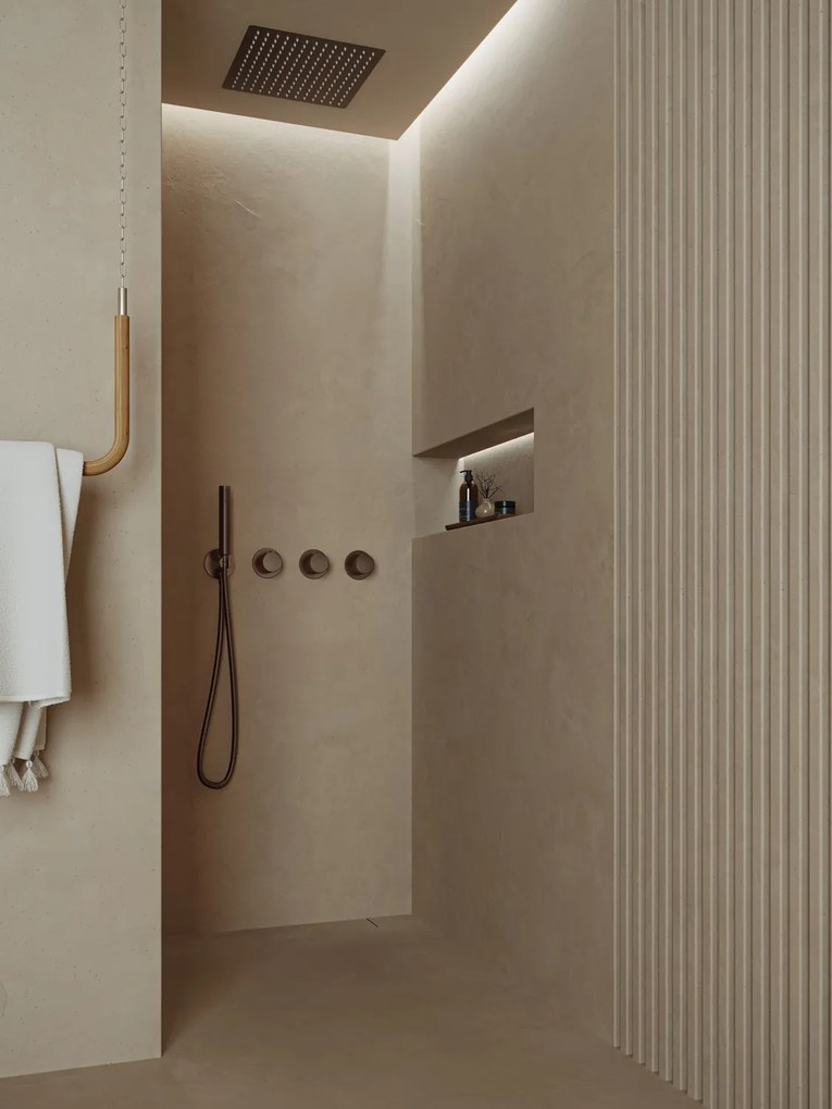 Saniclear Plus inbouw regendouche met inbouw douchekop 30x30cm en staafhanddouche verouderd messing