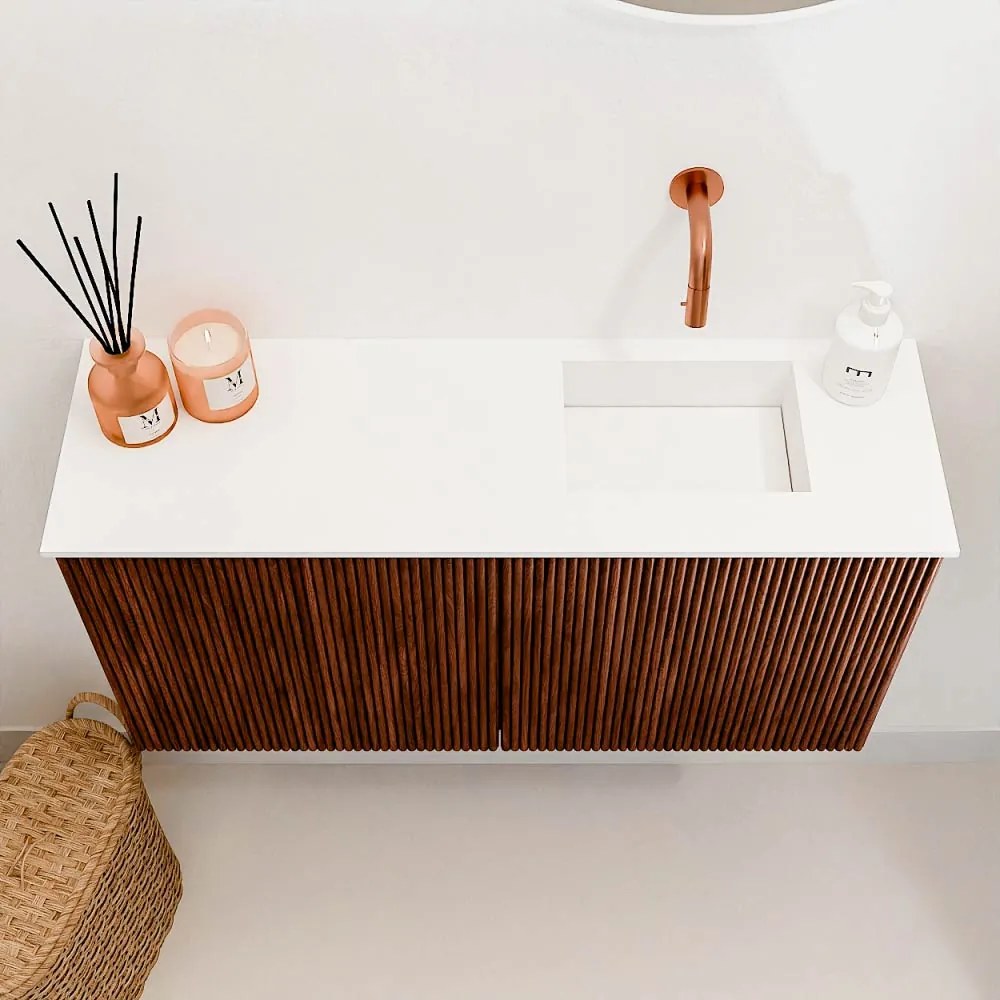 Mondiaz Joya 80cm toiletmeubel ruby met wastafel faye rechts zonder kraangat talc