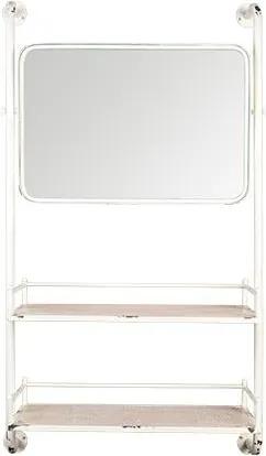 Dutchbone | Wandplank Barber Mirror lengte 30 cm x breedte 70 cm x hoogte 120 cm wit wandplanken & -haken ijzer, spiegelglas | NADUVI outlet