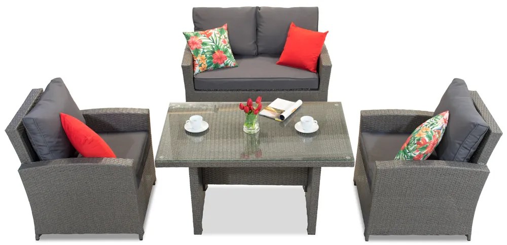 Garden Point Parma Apetito 4 antraciet technorattan meubelset