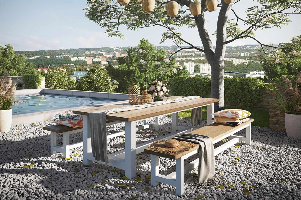 Picknick Set 8 personen Aluminium/teak Wit Lifestyle Garden Furniture Los