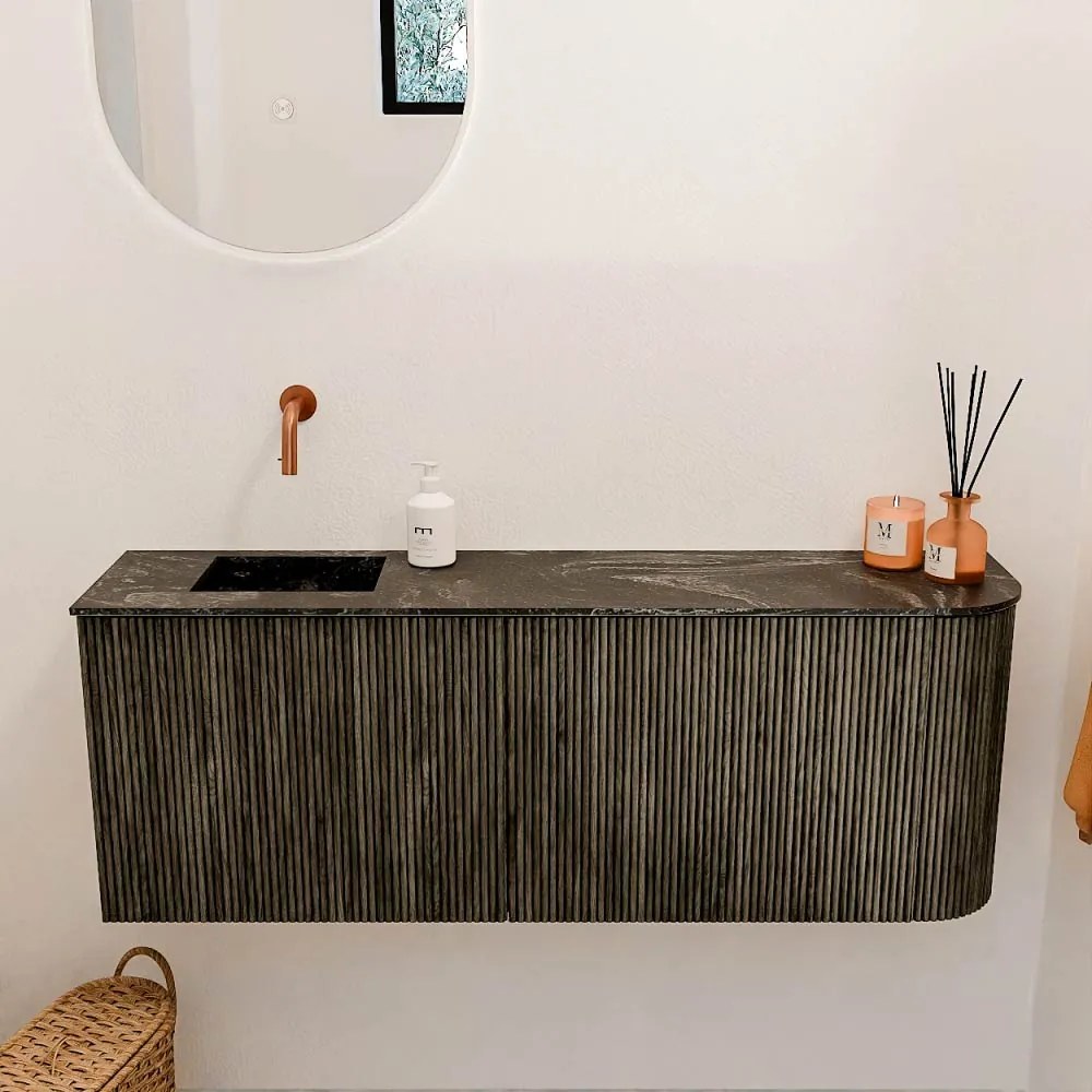Mondiaz Joya DLux 110cm toiletmeubel ronding rechts shadow met wastafel faye links zonder kraangat lava