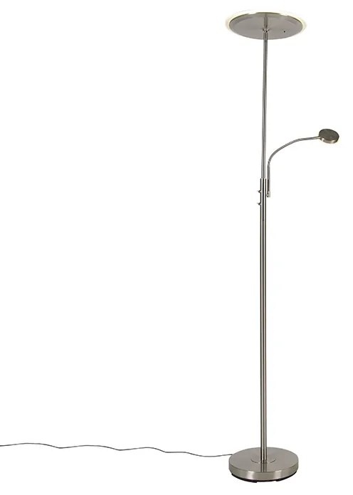 Moderne vloerlamp staal incl. LED dimbaar met leesarm - Strela