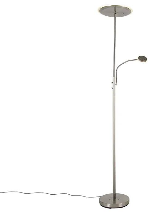 Moderne vloerlamp staal incl. LED dimbaar met leesarm - Strela Modern Binnenverlichting Lamp