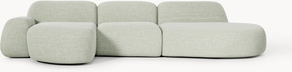 Modulaire bouclé hoekbank Wolke (4-zits) met chaise longue