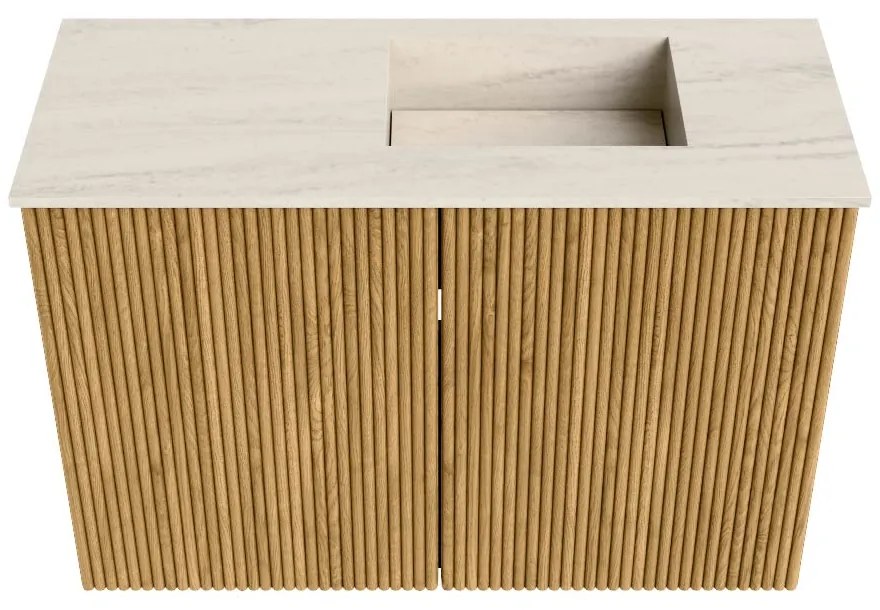 Mondiaz Joya DLux 60cm toiletmeubel oak met wastafel faye rechts zonder kraangat meli