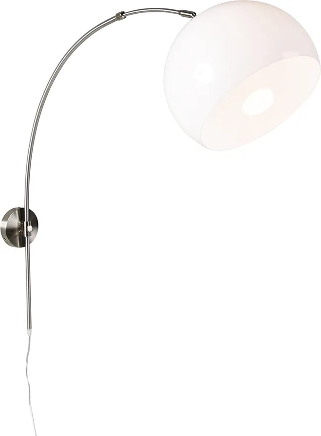 Smart wandbooglamp staal met witte kap incl. Wifi G125 - Bow